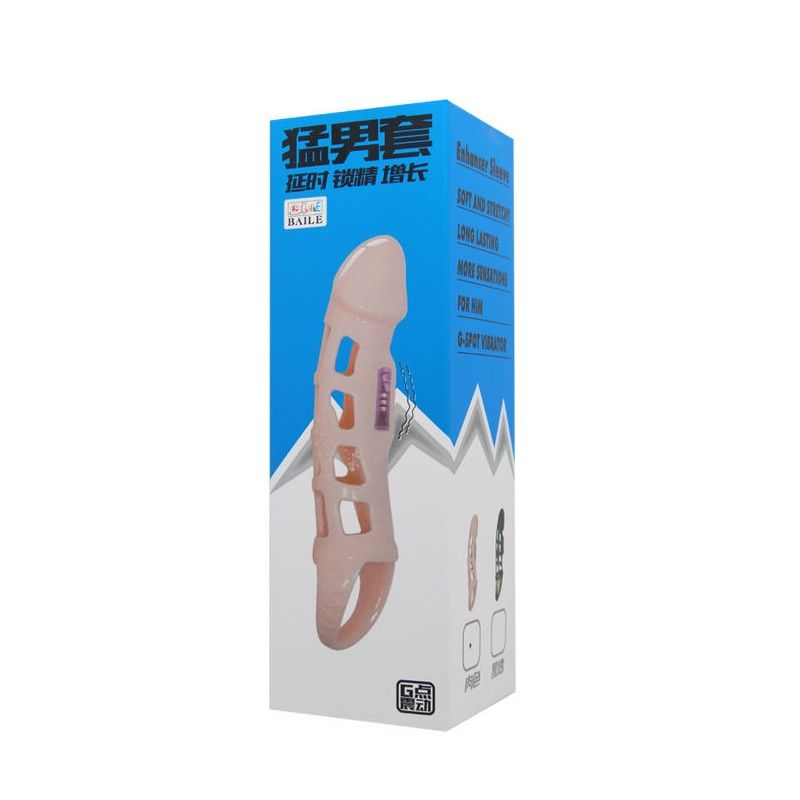 BAILE - PENIS EXTENDER COVER WITH VIBRATION AND NATURAL STRAP 13.5 CM BAILE FOR HIM - 8