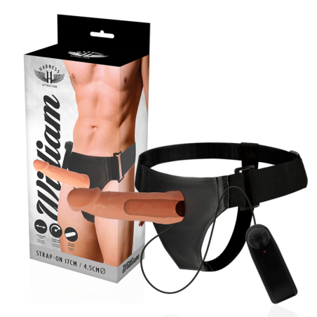 HARNESS ATTRACTION - WILLIAN HOLLOW RNES WITH VIBRATOR 17 X 4.5CM