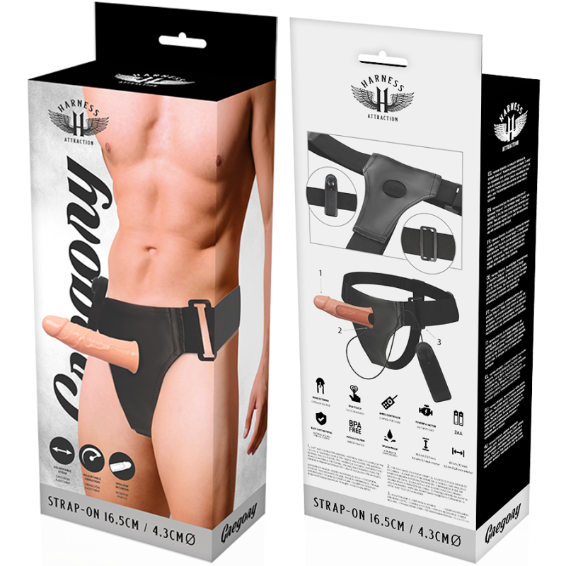 HARNESS ATTRACTION - GREGORY HOLLOW RNES WITH VIBRATOR 16.5 X 4.3CM HARNESS ATTRACTION - 7