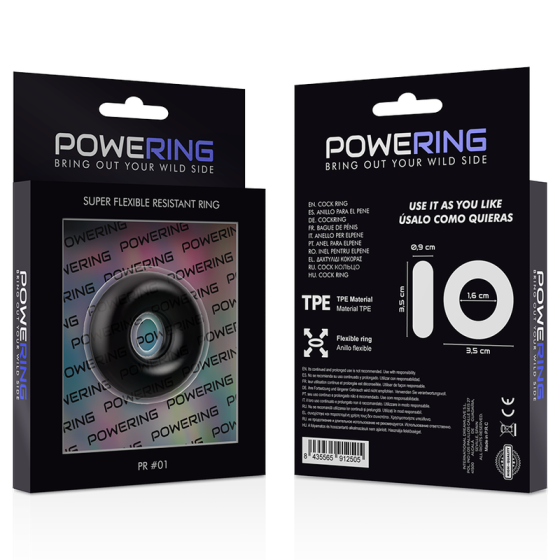 POWERING - SUPER FLEXIBLE AND RESISTANT PENIS RING 3.5CM BLACK POWERING - 12