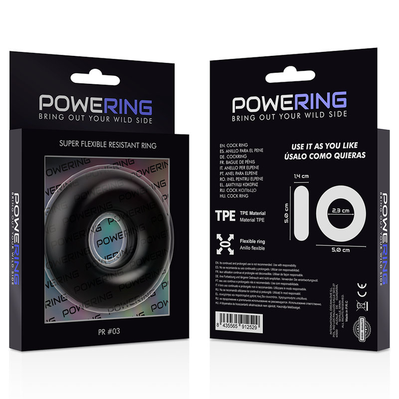 POWERING - SUPER FLEXIBLE AND RESISTANT PENIS RING 5CM PR03 BLACK POWERING - 12