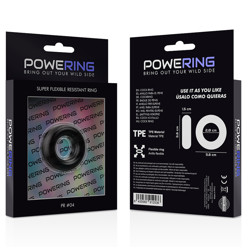 POWERING - SUPER FLEXIBLE AND RESISTANT PENIS RING 3.8CM PR04 BLACK POWERING - 12