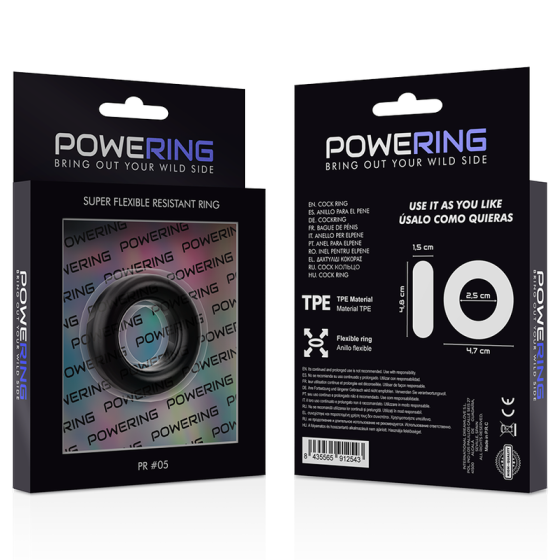 POWERING - SUPER FLEXIBLE AND RESISTANT PENIS RING 4.8CM PR05 BLACK POWERING - 12