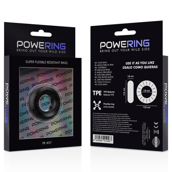 POWERING - SUPER FLEXIBLE AND RESISTANT PENIS RING 4.5CM PR07 BLACK POWERING - 11