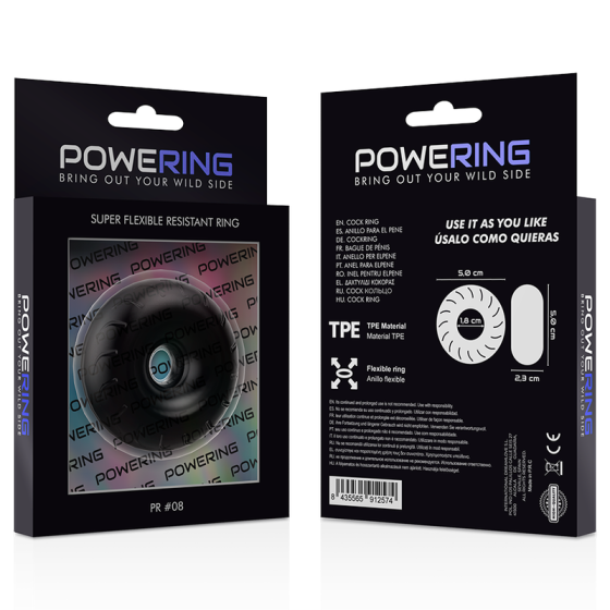 POWERING - SUPER FLEXIBLE AND RESISTANT PENIS RING 5CM PR08 BLACK POWERING - 10