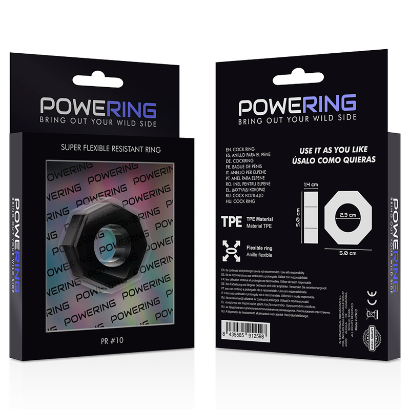 POWERING - SUPER FLEXIBLE AND RESISTANT PENIS RING 5CM PR10 BLACK POWERING - 12