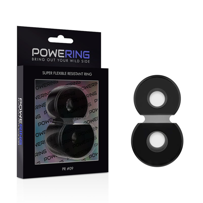 POWERING - SUPER FLEXIBLE AND RESISTANT DOUBLE PENIS RING PR09 BLACK POWERING - 2