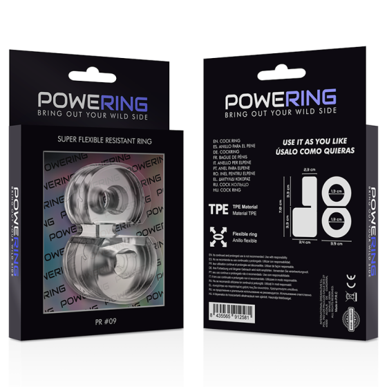 POWERING - SUPER FLEXIBLE AND RESISTANT DOUBLE PENIS RING PR09 CLEAR POWERING - 8