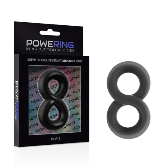 POWERING - SUPER FLEXIBLE AND RESISTANT PENIS AND TESTICLE RING PR12 BLACK POWERING - 4