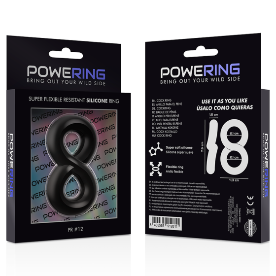 POWERING - SUPER FLEXIBLE AND RESISTANT PENIS AND TESTICLE RING PR12 BLACK POWERING - 9