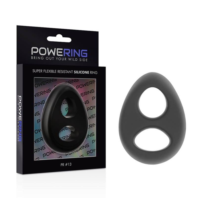 POWERING - SUPER FLEXIBLE AND RESISTANT PENIS AND TESTICLE RING PR13 BLACK POWERING - 2
