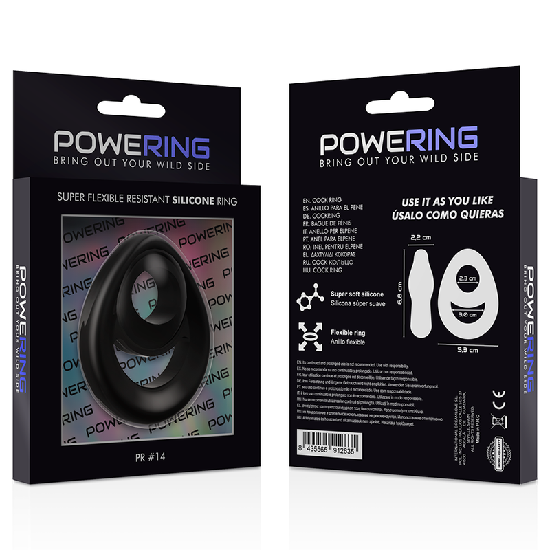 POWERING - SUPER FLEXIBLE AND RESISTANT PENIS AND TESTICLE RING PR14 BLACK POWERING - 9