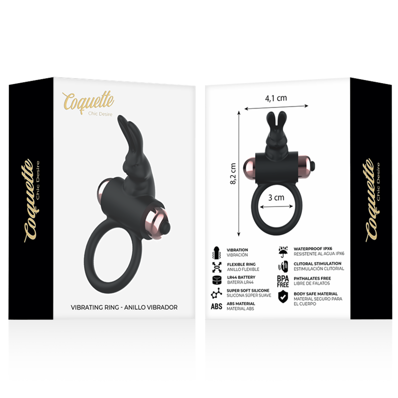 COQUETTE TOYS - COCK RING WITH VIBRATOR BLACK/ GOLD COQUETTE TOYS - 9