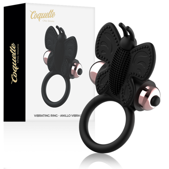 COQUETTE TOYS - COCK RING BUTTERFLY WITH VIBRATOR BLACK/ GOLD COQUETTE TOYS - 1