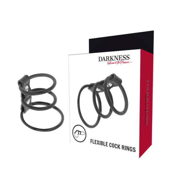 DARKNESS - SET OF 3 FLEXIBLE PENIS RINGS DARKNESS BONDAGE - 1