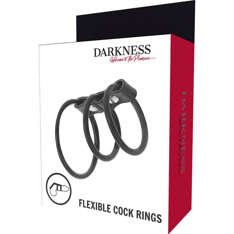 DARKNESS - SET OF 3 FLEXIBLE PENIS RINGS DARKNESS BONDAGE - 4