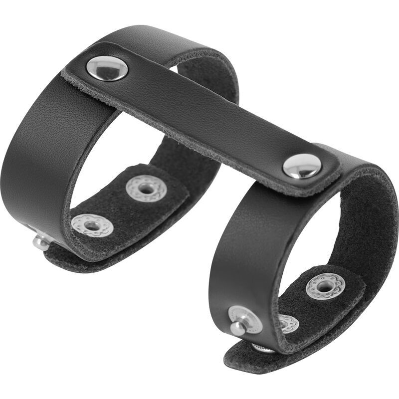 DARKNESS - LEATHER ADJUSTABLE PENIS AND TESTICLE RING DARKNESS BONDAGE - 2