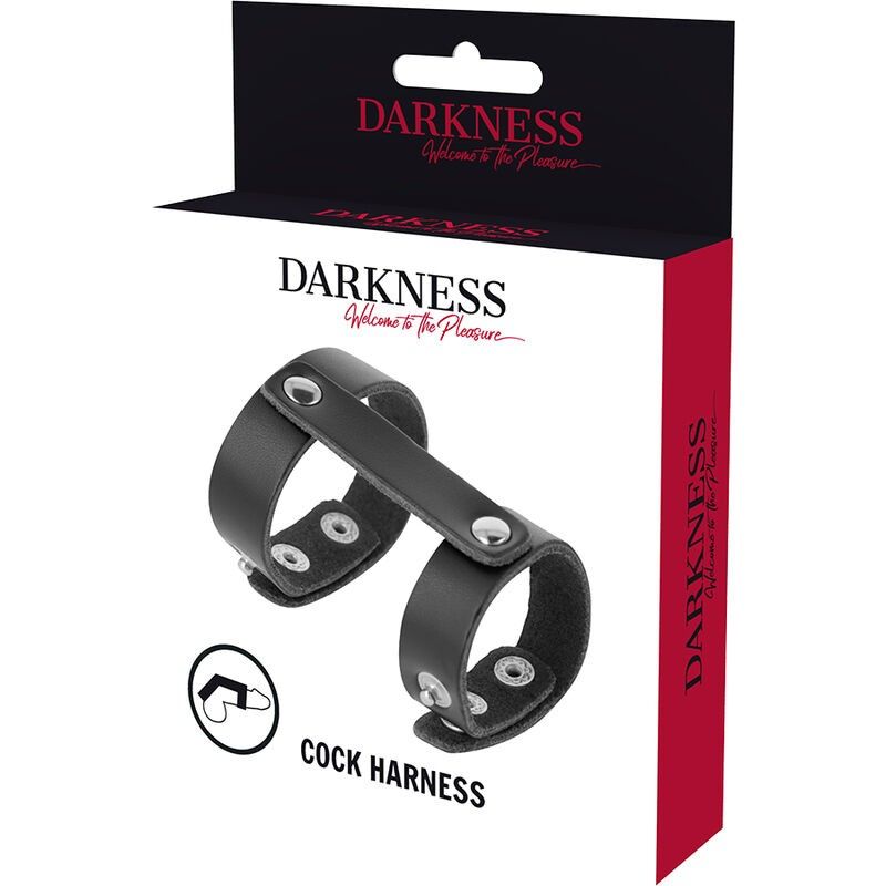 DARKNESS - LEATHER ADJUSTABLE PENIS AND TESTICLE RING DARKNESS BONDAGE - 5