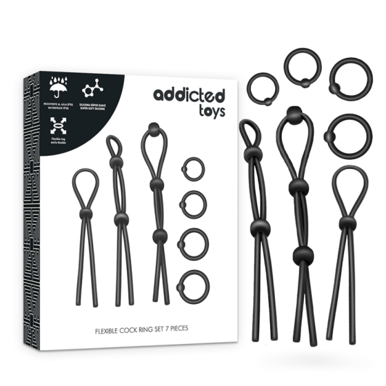 ADDICTED TOYS - FLEXIBLE SILICONE COCK RING SET 7 PIECES ADDICTED TOYS - 1