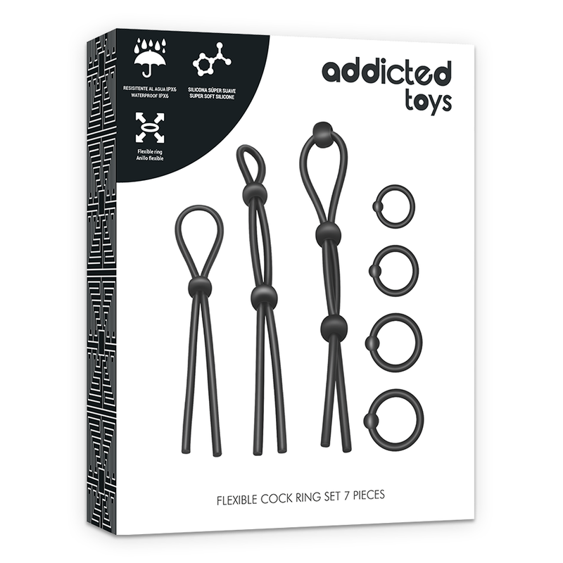 ADDICTED TOYS - FLEXIBLE SILICONE COCK RING SET 7 PIECES ADDICTED TOYS - 7