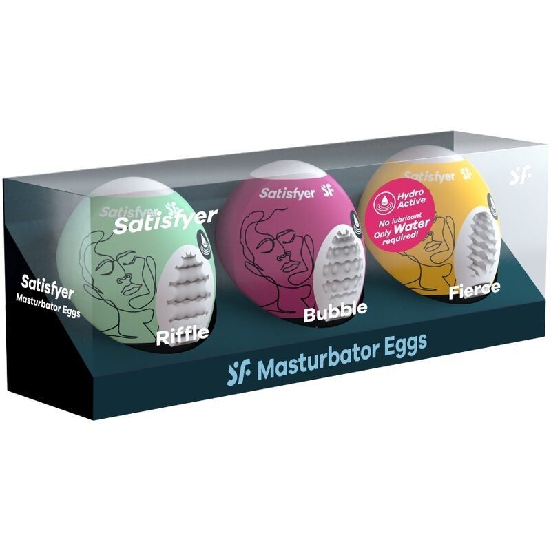 SATISFYER - 3 MASTURBATOR EGGS RIFFLE, BUBBLE & FIERCE SATISFYER EGGS - 2