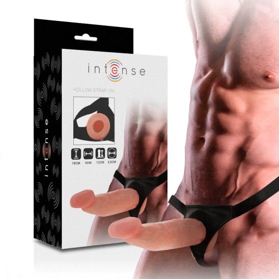INTENSE - HOLLOW HARNESS WITH DILDO 18 X 3.5 CM INTENSE COUPLES TOYS - 3