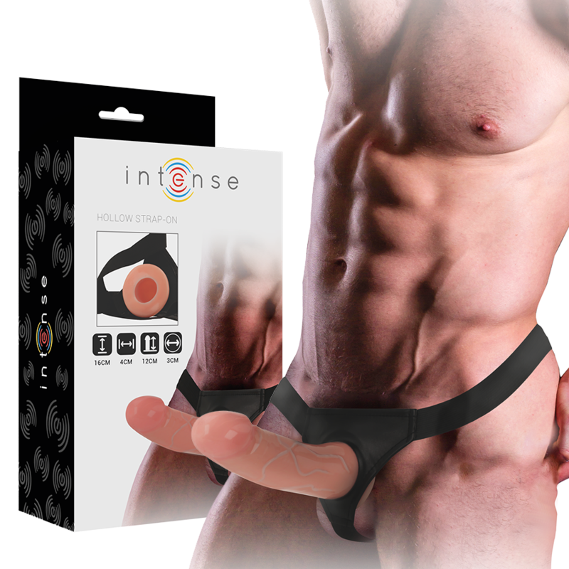 INTENSE - HOLLOW HARNESS WITH DILDO 16 X 3 CM INTENSE COUPLES TOYS - 2