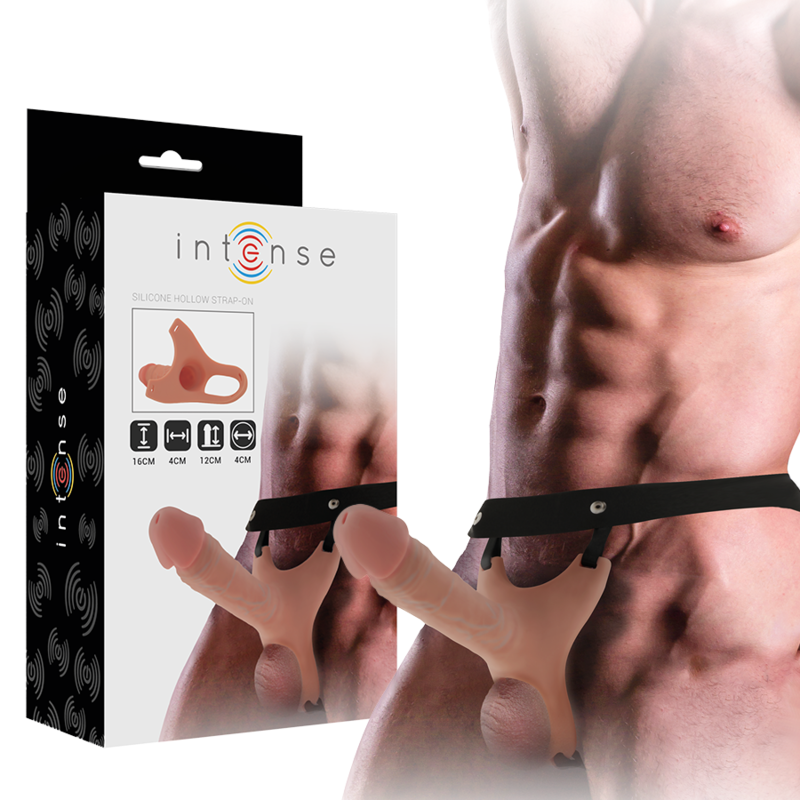 INTENSE - HOLLOW HARNESS WITH SILICONE DILDO 16 X 3.5 CM INTENSE COUPLES TOYS - 2