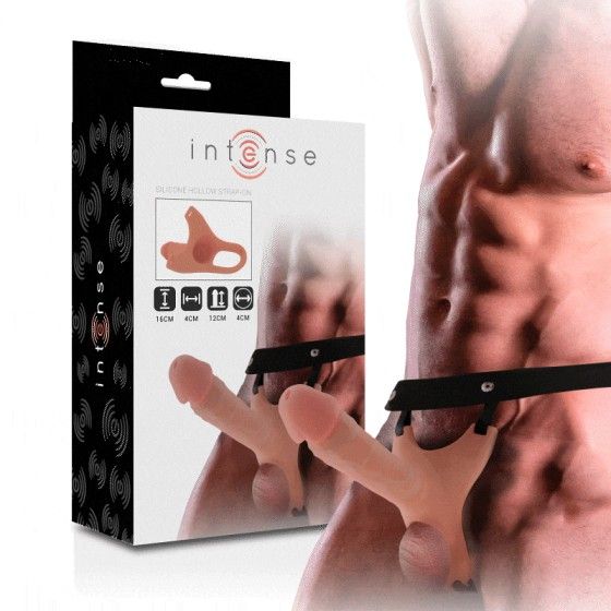 INTENSE - HOLLOW HARNESS WITH SILICONE DILDO 16 X 3.5 CM INTENSE COUPLES TOYS - 3