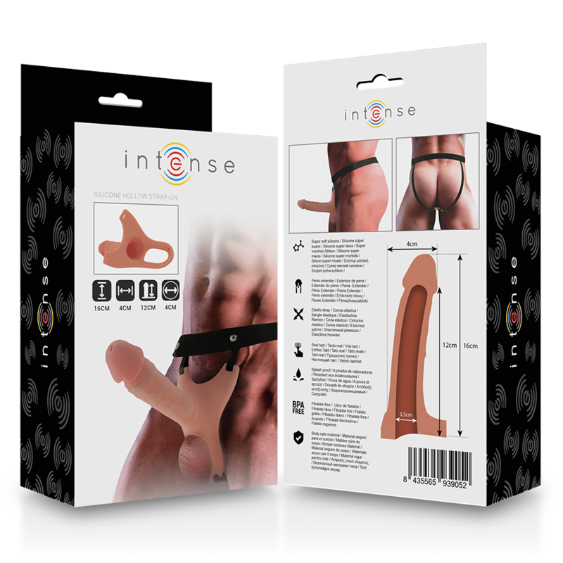 INTENSE - HOLLOW HARNESS WITH SILICONE DILDO 16 X 3.5 CM INTENSE COUPLES TOYS - 9