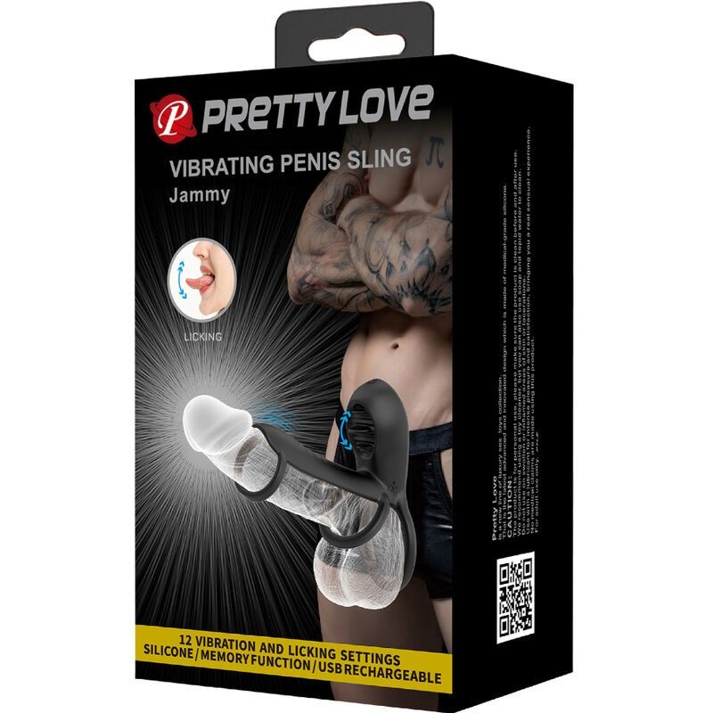 PRETTY LOVE - JAMMY PENIS SHEATH 12 VIBRATIONS WITH RECHARGEABLE SILICONE TONGUE BAILE FOR HIM - 11