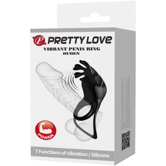 PRETTY LOVE - RUBEN VIBRATOR RING 7 VIBRATIONS BLACK SILICONE PRETTY LOVE MALE - 9