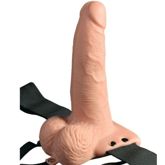 FETISH FANTASY SERIES - ADJUSTABLE HARNESS REMOTE CONTROL REALISTIC PENIS WITH RECHARGEABLE TESTICLES AND VIBRATOR 15 CM FETISH 