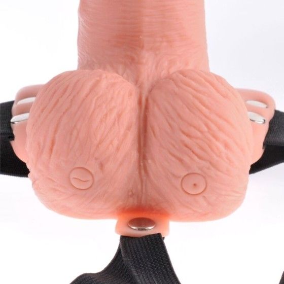 FETISH FANTASY SERIES - ADJUSTABLE HARNESS REMOTE CONTROL REALISTIC PENIS WITH RECHARGEABLE TESTICLES AND VIBRATOR 15 CM FETISH 