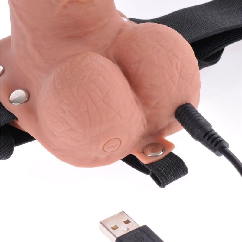 FETISH FANTASY SERIES - ADJUSTABLE HARNESS REALISTIC PENIS WITH BALLS RECHARGEABLE AND VIBRATOR 17.8 CM FETISH FANTASY SERIES - 