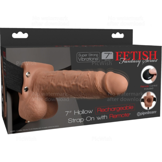 FETISH FANTASY SERIES - ADJUSTABLE HARNESS REALISTIC PENIS WITH BALLS RECHARGEABLE AND VIBRATOR 17.8 CM FETISH FANTASY SERIES - 