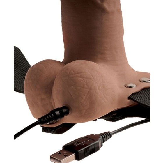 FETISH FANTASY SERIES - ADJUSTABLE HARNESS REALISTIC PENIS WITH RECHARGEABLE TESTICLES AND VIBRATOR 15 CM FETISH FANTASY SERIES 