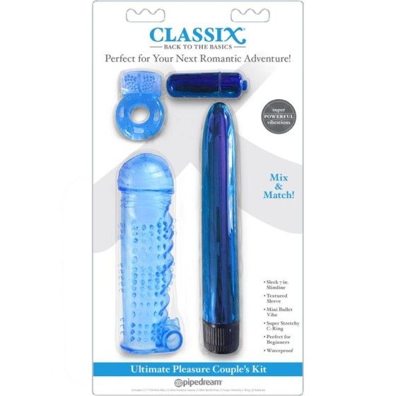 CLASSIX - KIT FOR COUPLES WITH RING, SHEATH AND BULLETS BLUE CLASSIX - 2