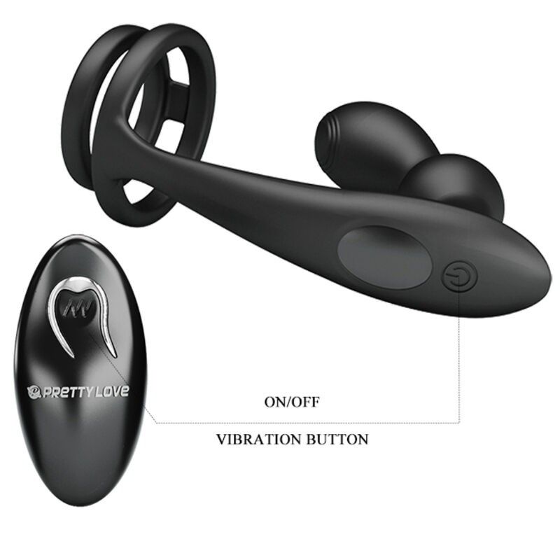 PRETTY LOVE - MARSHALL PENIS RING WITH VIBRATORY ANAL PLUG WITH REMOTE CONTROL PRETTY LOVE MALE - 5