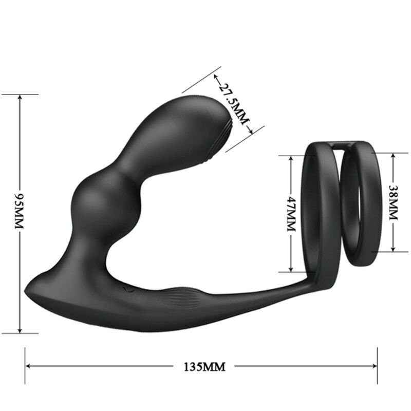 PRETTY LOVE - MARSHALL PENIS RING WITH VIBRATORY ANAL PLUG WITH REMOTE CONTROL PRETTY LOVE MALE - 7