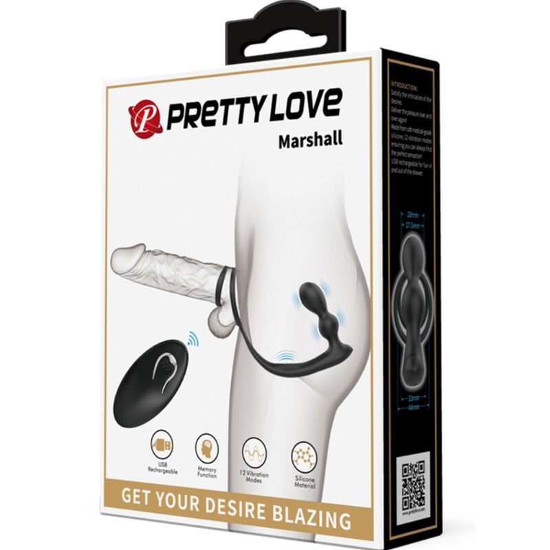 PRETTY LOVE - MARSHALL PENIS RING WITH VIBRATORY ANAL PLUG WITH REMOTE CONTROL PRETTY LOVE MALE - 9