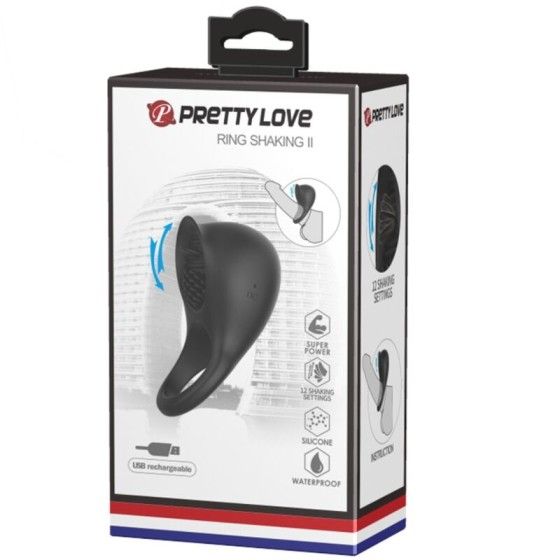 PRETTY LOVE - VIBRATING PENIS RING WITH BLACK TONGUE PRETTY LOVE MALE - 9