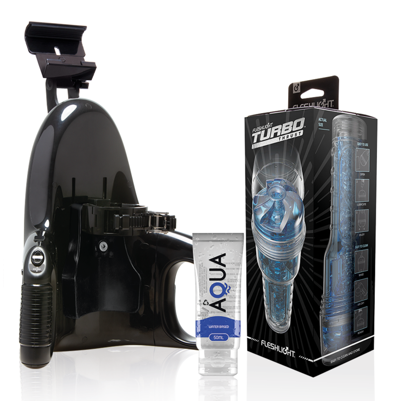 FLESHLIGHT - TURBO THRUST BLUE ICE + UNIVERSAL LAUNCH + AQUA QUALITY LUBRICANT 50 ML FLESHLIGHT - 1