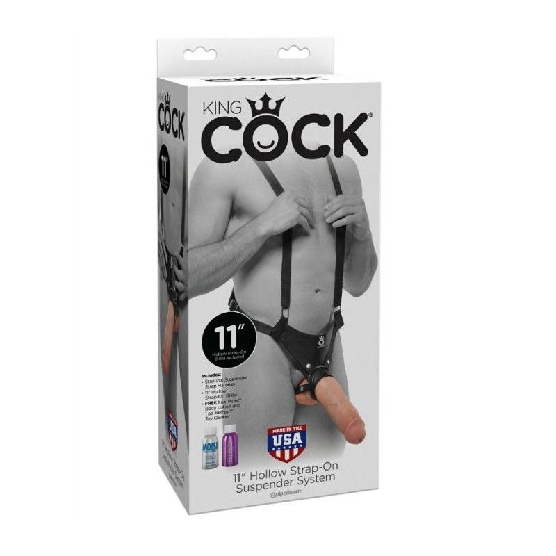 KING COCK - 28 CM HOLLOW STRAP-ON SUSPENDER SYSTEM FLESH KING COCK - 2