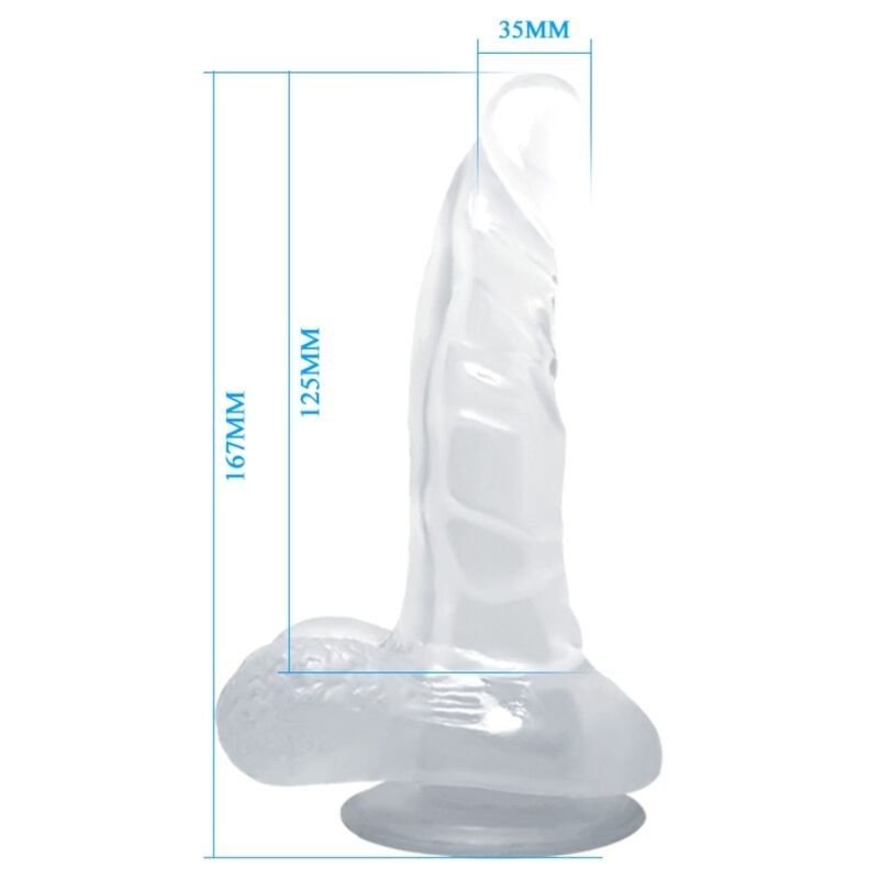 BAILE - REALISTIC DILDO WITH SUCTION CUP AND TESTICLES 16.7 CM TRANSPARENT BAILE DILDOS - 5