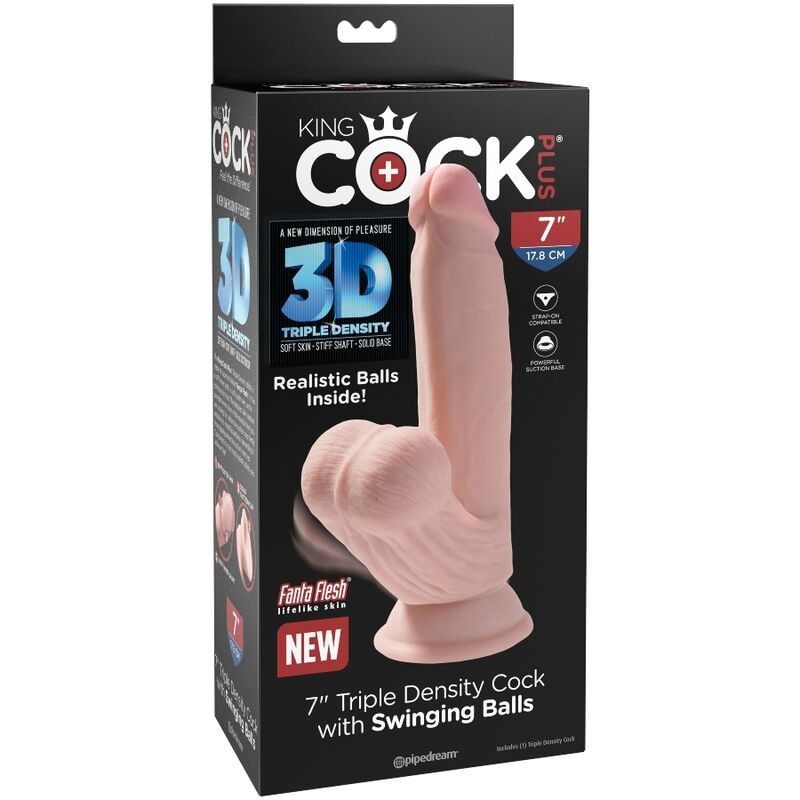 KING COCK - PLUS 3D DILDO SWINGING BALLS 15.2 CM LIGHT SKIN KING COCK PLUS - 7