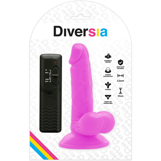 DIVERSIA - FLEXIBLE VIBRATING DILDO 17 CM - PURPLE DIVERSIA - 9