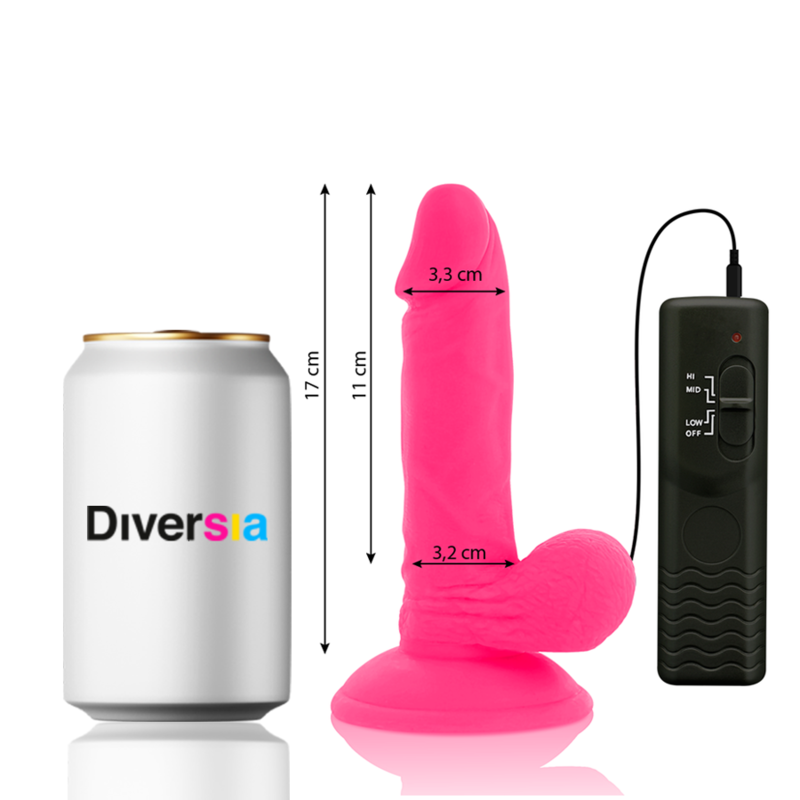 DIVERSIA - FLEXIBLE VIBRATING DILDO 17 CM - PINK DIVERSIA - 2