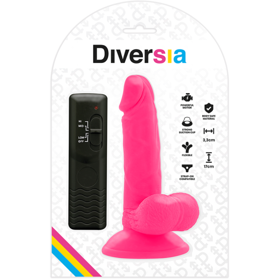 DIVERSIA - FLEXIBLE VIBRATING DILDO 17 CM - PINK DIVERSIA - 9