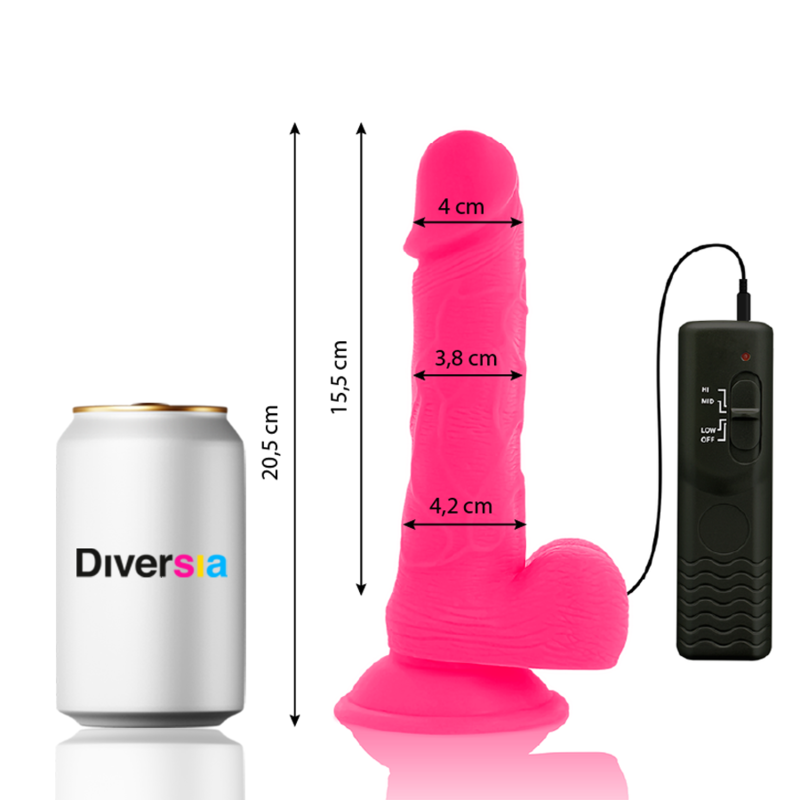 DIVERSIA - FLEXIBLE VIBRATING DILDO 20.5 CM - PINK DIVERSIA - 2